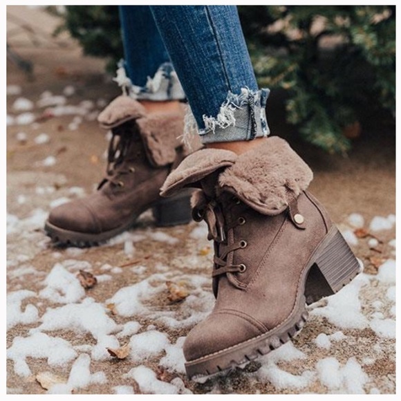 Shoes - Faux Fur Moto Boots